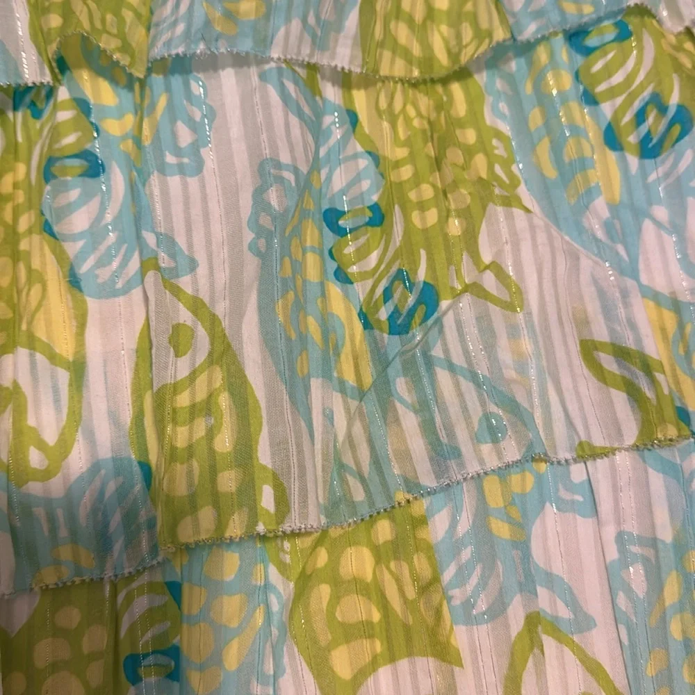 Lilly Pulitzer Green and Aqua Tiered Strapless Dress - Picture 2 of 6